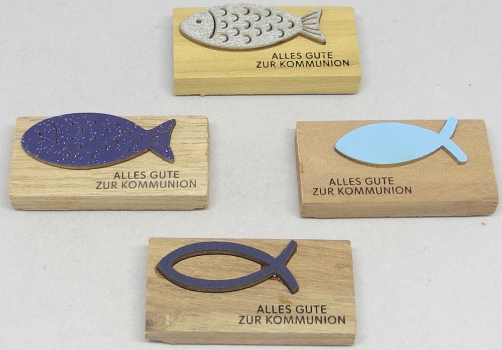 Holzfisch Kommunion sort.