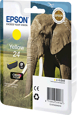 EPSON Tintenpatrone/C13T24244010/T24244010 yellow Inhalt 5ml 360 Blatt 24 Expression Photo XP-750, XP-760, XP-850, XP-860, XP-950