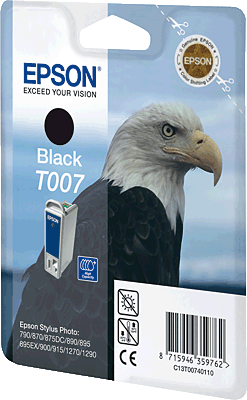 EPSON Tintenpatrone/T00740110 schwarz Inhalt 16ml 370 Blatt T007 Stylus Photo 870, 890, 895, 900, 915, 1270, 1290, 1290S