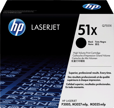 hp Toner Q7551X 51X schwarz 13.000 Blatt schwarz LaserJet M3027, M3035mfp, P3005