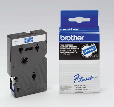 brother Schriftband TC595 9mm blau/wß blau / weiß