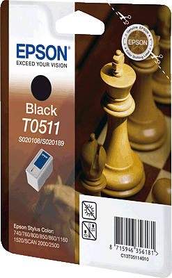 EPSON Tintenpatrone/T05114010 schwarz Inhalt 24ml 630 Blatt T0511 Stylus Color 760, 860, 1160, 1520