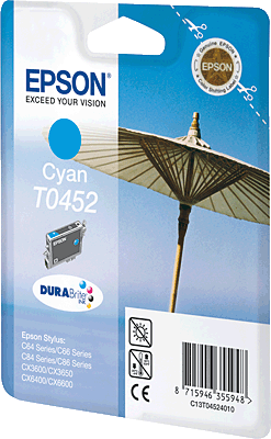 EPSON Tintenpatrone/T04524010 cyan Inhalt 8ml 280 Blatt T0452 Stylus C64, C66, C84, C84N, C84WiFi, C86, CX3650, CX6400, CX6600