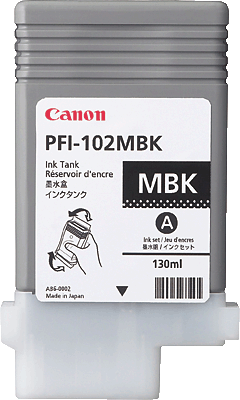 Canon Tintenpatrone/PFI102MK schwarz matt Inhalt 130ml 0894B001 Image PROGRAF iPF500, iPF600, iPF605, iPF610, iPF650, iPF700, iPF710, iPF750, iPF755