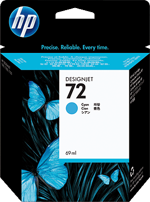 hp Tintenpatrone/C9398A cyan Inhalt 69ml 72 Designjet T610, T620, T770, T1100, T1200, T1200 HD Multifunktion, T2300 eMFP, T790 ePrinter-Serie, T1300 ePrinter-Serie