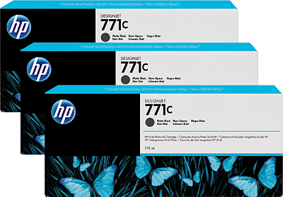 hp Tintenpatrone/B6Y31A, 3x schwarz matt Inh. (3x 775 ml) 771C Designjet Z6200