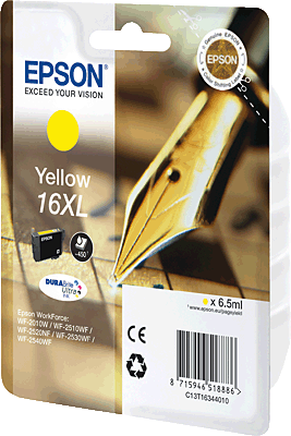 EPSON Tintenpatrone/T16344010 yellow Inhalt 7ml 450 Blatt 16 XL WorkForce WF-2010WF, WF-2510WF, WF2520NF, WF-2540WF, WF-2530WF