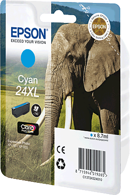 EPSON Tintenpatrone/T24324010 cyan Inhalt 9ml 740 Blatt 24XL Expression Photo XP-750, XP-760, XP-850, XP-860, XP-950