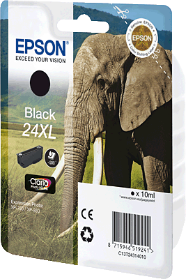 EPSON Tintenpatrone/T24314010 schwarz Inhalt 10ml 500 Blatt 24XL Expression Photo XP-750, XP-760, XP-850, XP-860, XP-950