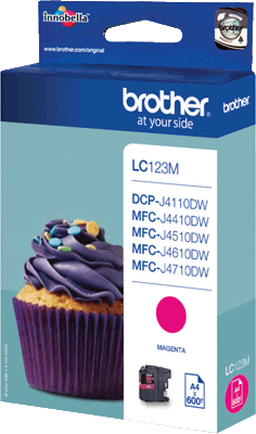 brother Tintenpatrone LC123M magenta 600 Blatt magenta DCP-J4110DW, MFC-J4410DW, J4510DW, J4610DW, J4710DW