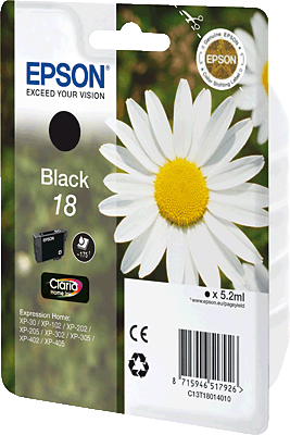 EPSON Tintenpatrone/C13T18014010/T18014010 Inhalt 5ml 175 Blatt 18 Expression Home XP-30, XP-102, XP-202, XP205, XP-215, XP-302, XP-305, XP402, XP-405, XP-31er Serie, XP.41er Serie