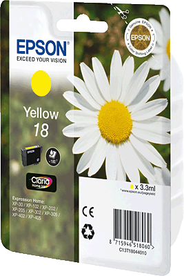 EPSON Tintenpatrone/C13T18044010/T18044010 Inhalt 3ml 180 Blatt 18 Expression Home XP-30, XP-102, XP-202, XP205, XP-215, XP-302, XP-305, XP402, XP-405, XP-31er Serie, XP-41er Serie