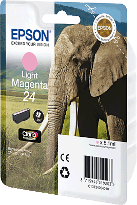 EPSON Tintenpatrone/C13T24264010/T24264010 magenta hell Inhalt 5ml 360 Blatt 24 Expression Photo XP-750, XP-850, XP-950