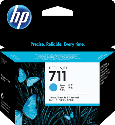 HP Tintenpatrone CZ134A 711 cyan VE3 3x cyan Designjet T520 ePrinter