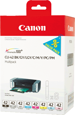 Canon Tintenpatrone CLI42 / 6384B010 VE8 je 1x schwarz, cyan, magenta, gelb, cyan hell, magenta hell, grau, grau hell PIXMA PRO-100