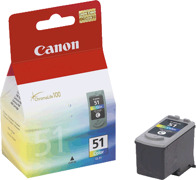 Canon Tintenpatrone CL51 0618B001 3farb 270 Blatt 3-farbig (cyan, magenta, gelb) PIXMA iP6210D, iP6200D, iP6310D, iP6310DR, MP150, MP160, MP170, MP180, MP180R, MP450, MP460, MP460R, MX300, MX300R, M