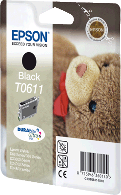 Epson Tintenpatrone T06114010 T0611 sw 250 Blatt schwarz Stylus D88, D88+, DX3800, DX3850, DX3850+, DX4200, DX4800, DX4800, DX4850, DX4850+