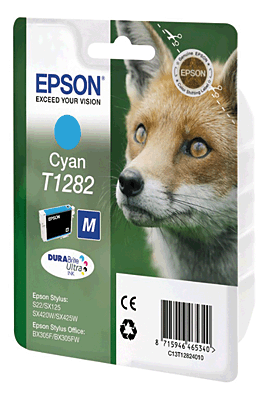 EPSON Tintenpatrone/T12824011 cyan Inhalt 4ml T1282 Stylus S22, SX125, SX130, SX235W, SX420W, SX435W, SX440W, Stylus Office BX305FW, BX305FW