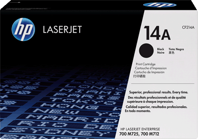 hp Toner CF214A 14A schwarz 10.000 Blatt schwarz LaserJet Enterprise M725z MFP, Enterprise 700 M712dn