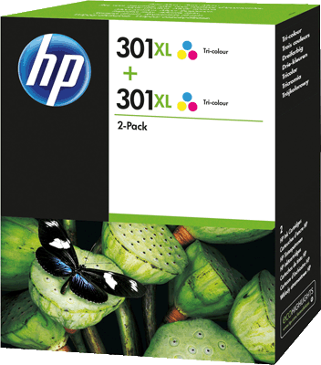 hp Tinte Eco Box D8J46AE 301XL 2x3farbig 2x 330 Blatt 2x 3-farbig (cyan, magenta, gelb) Deskjet 1000, 1050, 1050se, 2000, 2050, 2050se, 3000, 3050, 3050se, 3050ve, 1050A, 2050A, 2054A, 3050A, 3052