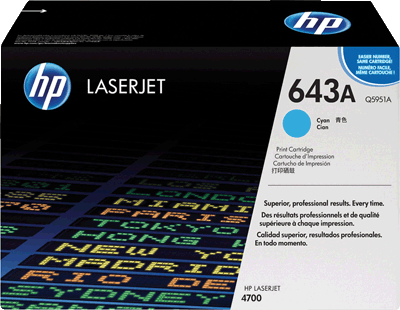 hp Toner Q5951A 643A cyan 10.000 Blatt cyan Color LaserJet 4700