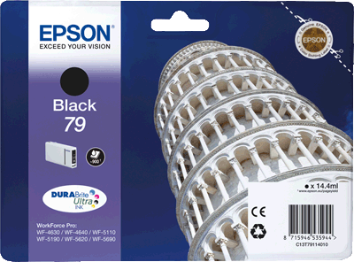 EPSON Tintenpatrone T7911 schwarz 900 Blatt schwarz WorkForce Pro WF4630 DWF, WF5190 DW, WF4640 DTWF, WF5620 DWF, WF510 DW, WF5690 DWF