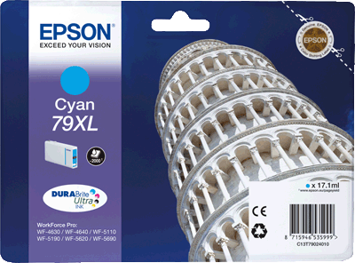 Epson Tintenpatrone T7902 cyan 2.000 Blatt cyan WorkForce Pro WF4630 DWF, WF5190 DW, WF4640 DTWF, WF5620 DWF, WF510 DW, WF5690 DWF