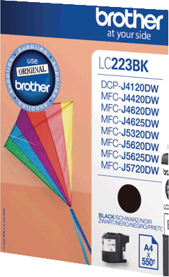 Brother Tintenpatrone LC223BK schwarz 550 Blatt schwarz MFC-J4420DW, -J4620DW und MFC-J5320DW, -J5620DW, -J5720DW