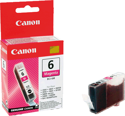 Canon Tintenpatrone BCI6M 4707A002 mag 280 Blatt magenta BJC 8200, i860, i900D, i9100, i950, i960, i9900, PIXMA iP4000, iP4000R, iP5000, iP6000D, iP8500, MP750, 760, 780, S800, S820, S820D, S830D, S