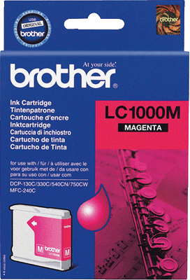 Brother Tintenpatrone LC1000M rot 400 Blatt magenta DCP-130C, 330C, 350C, 357C, 540CN, 560CN, 750CW, 770CW, FAX-1355, 1360, 1460, 1560, MFC-240C, 440CN, 465CN, 660CN, 680CN, 845CW, 885CW, 3360C, 546