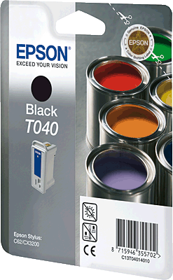 EPSON Tintenpatrone/T04014010 schwarz Inhalt 17ml 420 Blatt T040 Stylus C62, CX3200