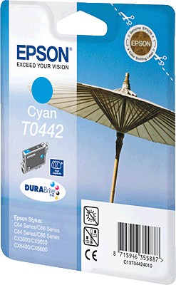 EPSON Tintenpatrone/T04424010 cyan Inhalt 13ml 420 Blatt T0442 Stylus C64, C66, C84, C84N, C84WiFi, C86, CX3650, CX6400, CX6600