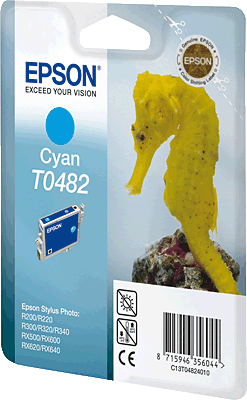 EPSON Tintenpatrone/T04824010 cyan Inhalt 13ml 430 Blatt T0482 Stylus Photo R200, R220, R300, R320, R340, RX500, RX600, RX620, RX640