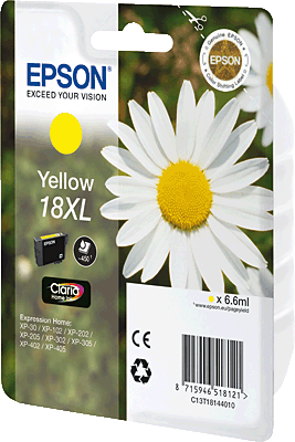EPSON Tintenpatrone/T18144010 yellow Inhalt 7ml 450 Blatt 18 XL Expression Home XP-30, XP-102, XP-202, XP205, XP-215, XP-302, XP-305, XP402, XP-405, XP-31er Serie, XP-41er Serie