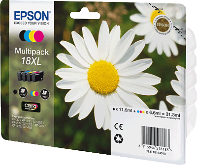 EPSON Tintenpatrone/T18164010 Inhalt 1x 12ml 3x 7ml 1x 470, 3x 450 Blatt 18 XL Expression Home XP-30, XP-102, XP-202, XP205, XP-215, XP-302, XP-305, XP402, XP-405, XP-31er Serie, XP-41er Serie