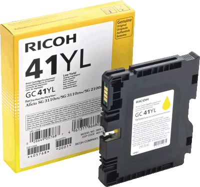 RICOH Gelkartusche 405768 GC41YL gelb 600 Blatt gelb Aficio™ SP C220N, C220S, C221N, C221SF,C222DN, C222SF, infotec SP C211N/222DN