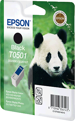 EPSON Tintenpatrone/T05014010 schwarz Inhalt 15ml 370 Blatt T0501 Stylus Color 460, 640, 670
