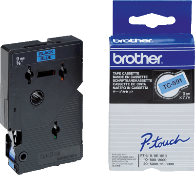 brother Schriftband TC591 9mm bl/sw blau / schwarz