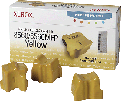 xerox Tintenpatrone/108R00725 yellow Inhalt 3 Stück 3400 Blatt Phaser 8560