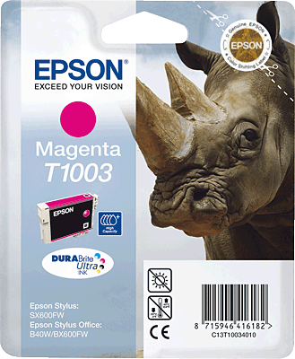 EPSON Tintenpatrone/T10034010 magenta Inhalt 11ml T1003 Stylus SX510W, SX515W, SX600FW, SX610FW, Stylus Office B40W, BX600FW, BX610FW