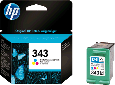 hp Tintenpatrone C8766EE 343 farbig 330 Blatt 3-farbig (cyan, magenta, gelb) Photosmart 8450, 8150, 2710, 2610 375, 325, Officejet 7410, 7310, 6210, PSC 2350 All-in-One, Deskjet 6840, 6540, 6520, 57