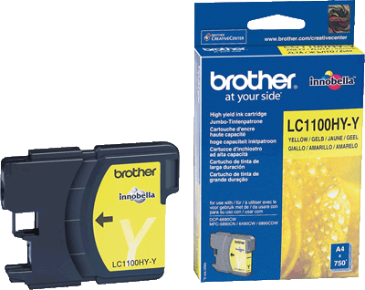 Brother Tintenpatrone LC1100HYY gelb 750 Blatt gelb DCP-6690CW, MFC-5890CN, 5895CW, 6490CW, 6890CDW