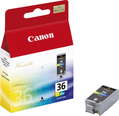 Canon Tintenpatrone CLI36 1511B001 3farb 249 Blatt 3-farbig (cyan, magenta, gelb) PIXMA iP100, iP100R, iP100wb, mini 260, mini260R, mini320, mini320R