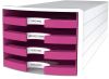 Schubladenbox 4 Laden weiß/pink